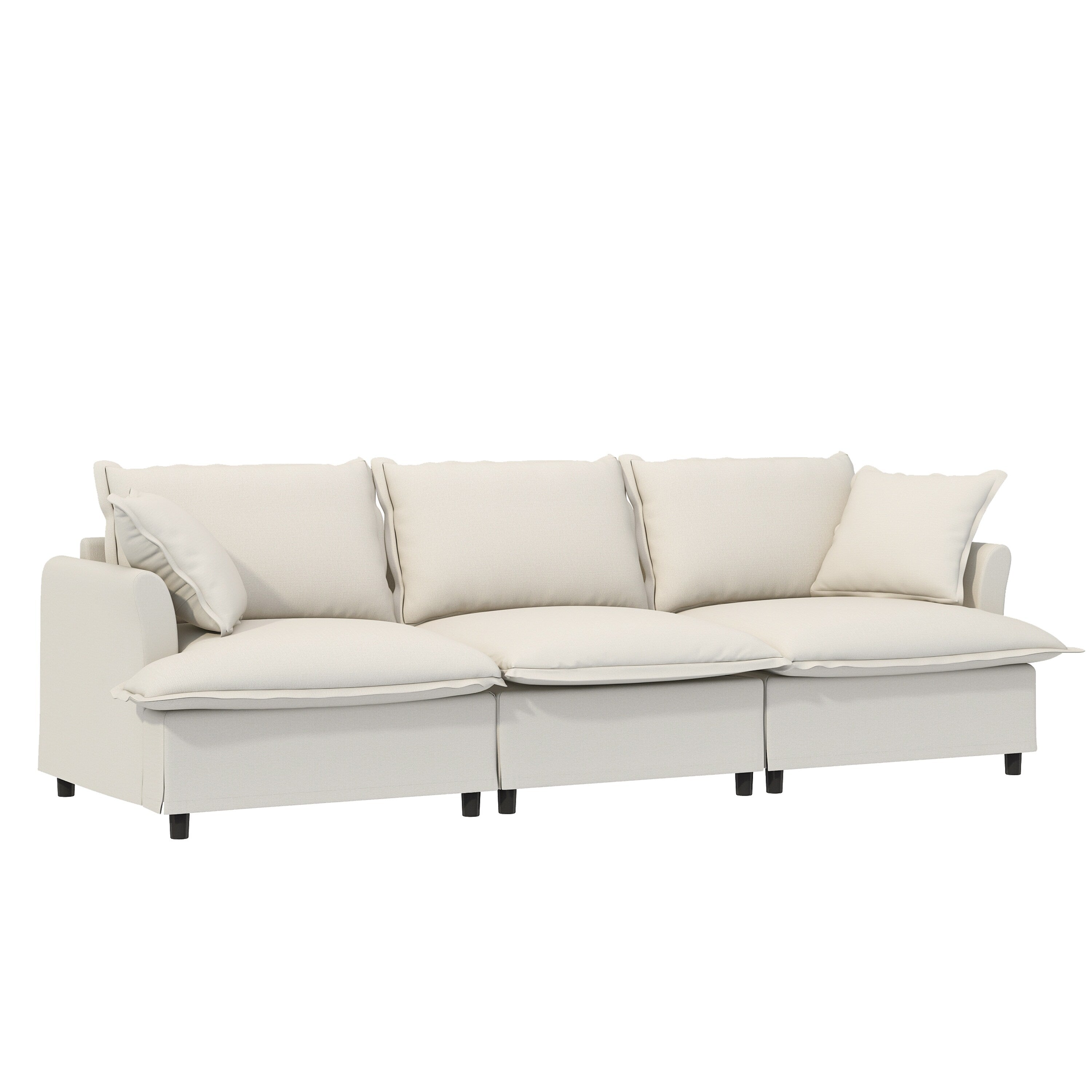 Module de canapé 3 places pour canapé sectionnel modulaire, assise large, canapé nuage en chenille avec coussins décoratifs