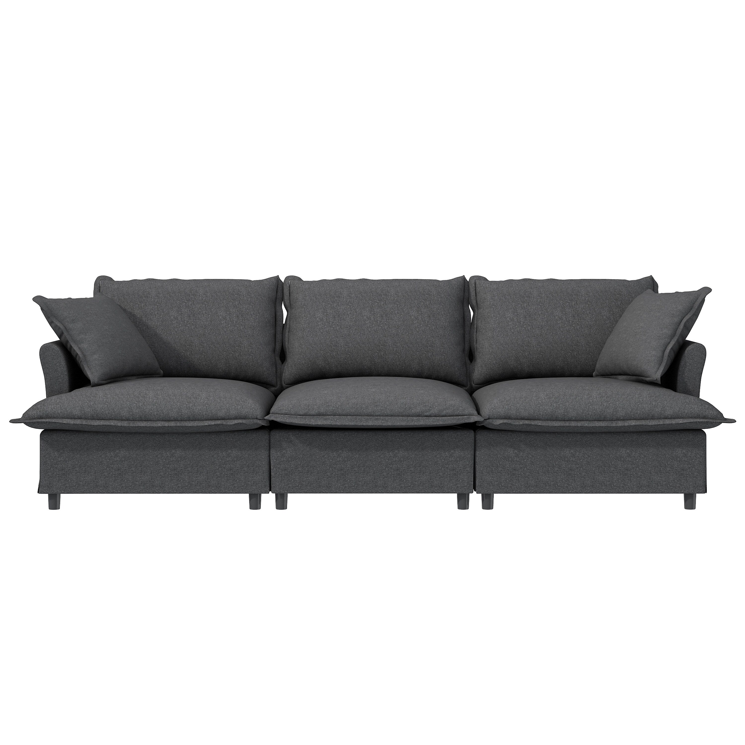 Module de canapé 3 places pour canapé sectionnel modulaire, assise large, canapé nuage en chenille avec coussins décoratifs
