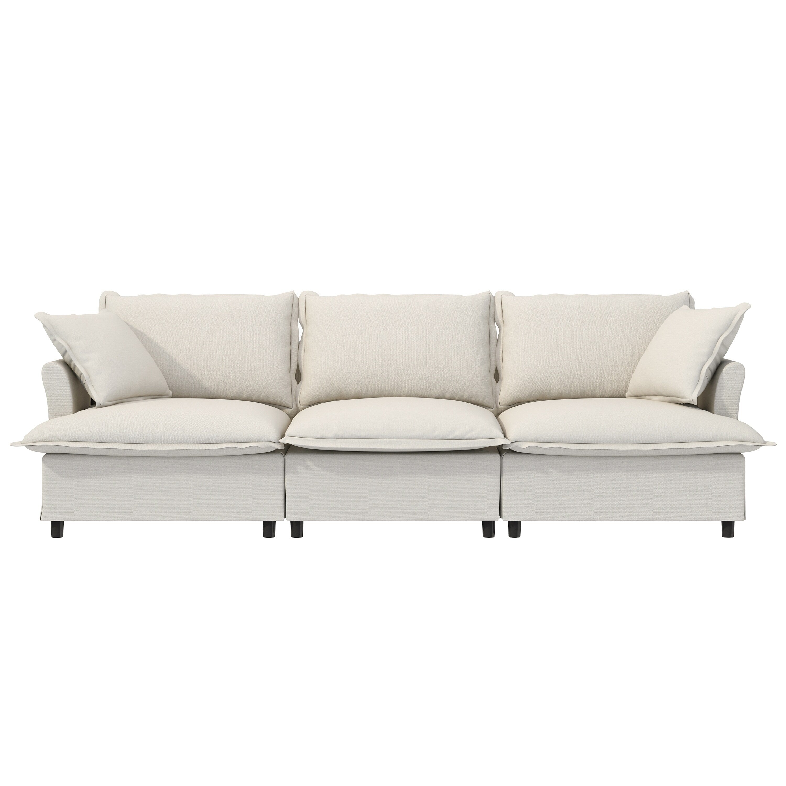 Module de canapé 3 places pour canapé sectionnel modulaire, assise large, canapé nuage en chenille avec coussins décoratifs