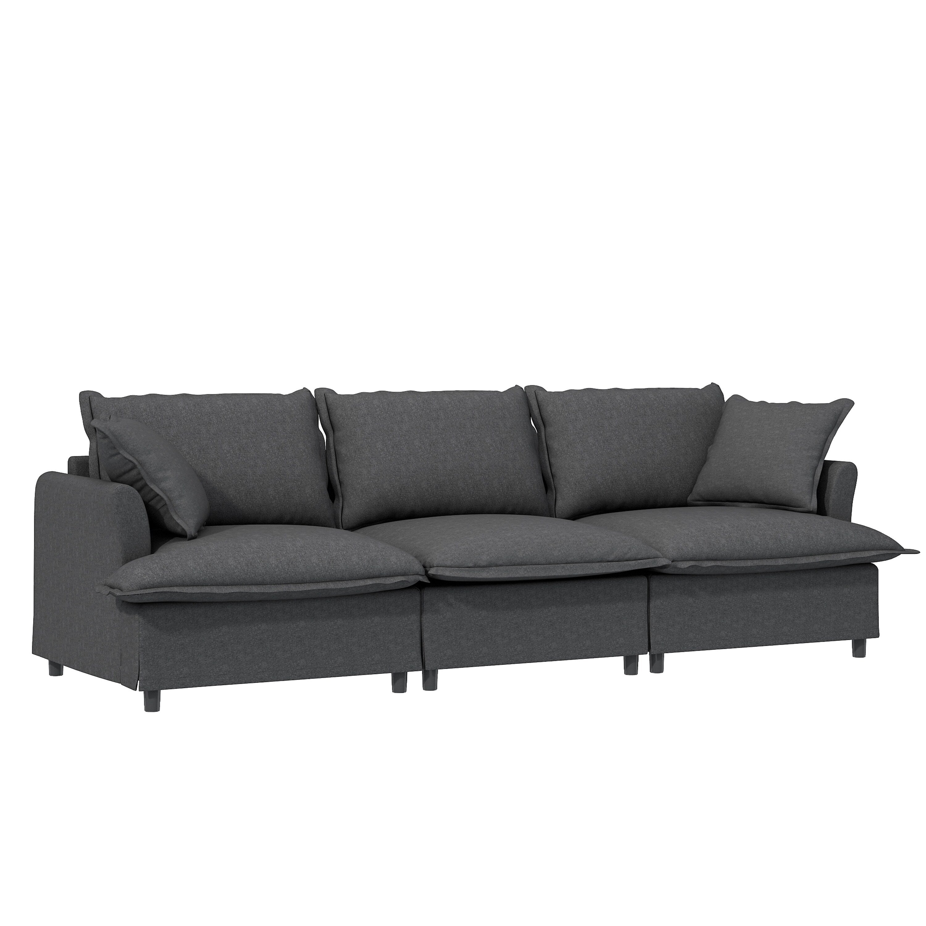 Module de canapé 3 places pour canapé sectionnel modulaire, assise large, canapé nuage en chenille avec coussins décoratifs