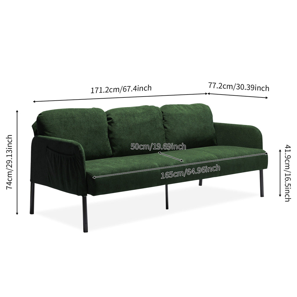 Canapé 3 places en tissu polyester, canapé rembourré moderne, petit canapé confortable pour petit espace, salon, chambre, bureau
