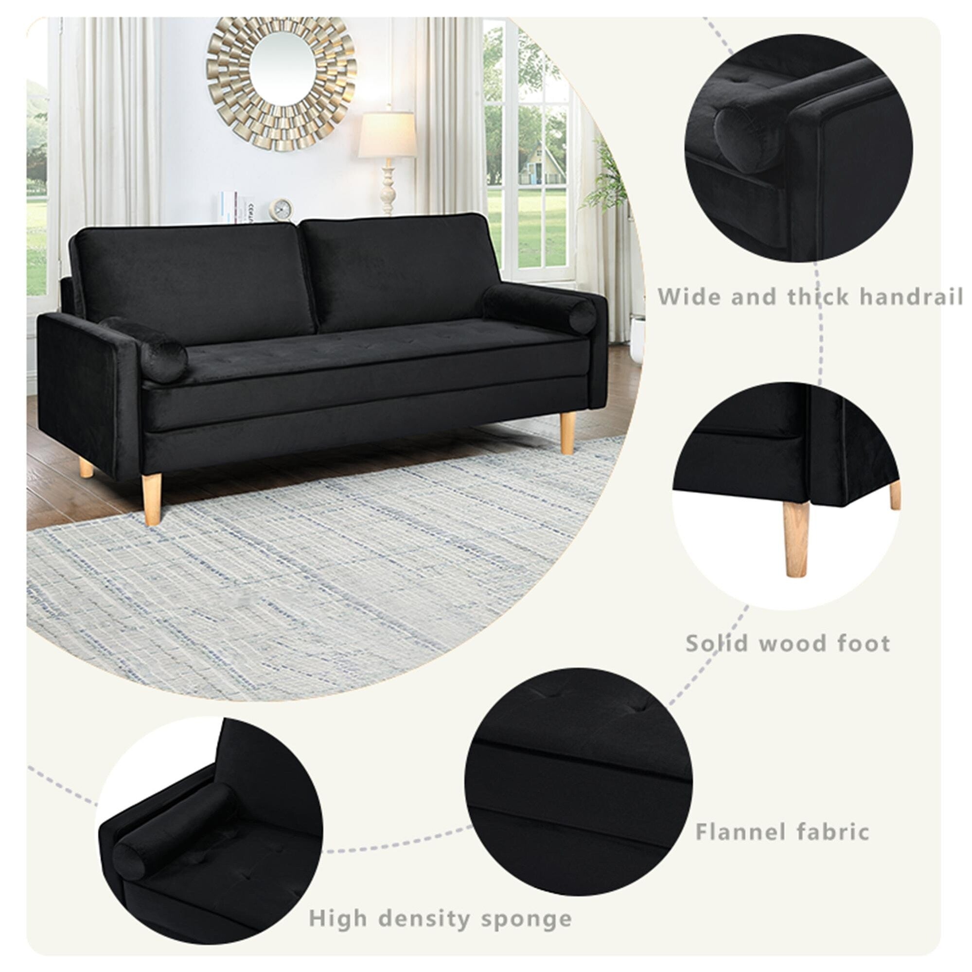 Canapé 3 places avec coussin en coton