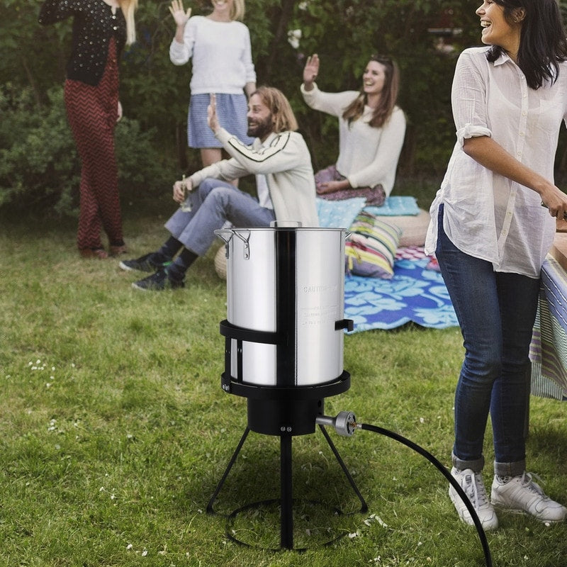Ensemble friteuse à dinde en aluminium de 30 pintes et cuiseur vapeur à 1 brûleur