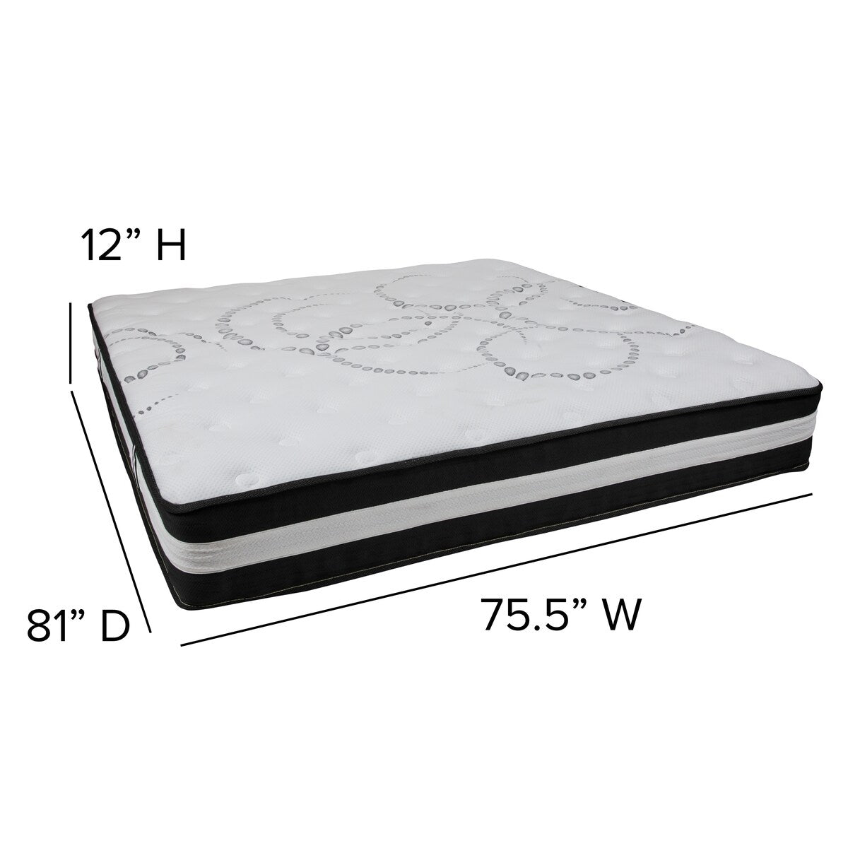 12 Foam and Pocket Spring Mattress, Mattress in a Box - Premium Mattress - White