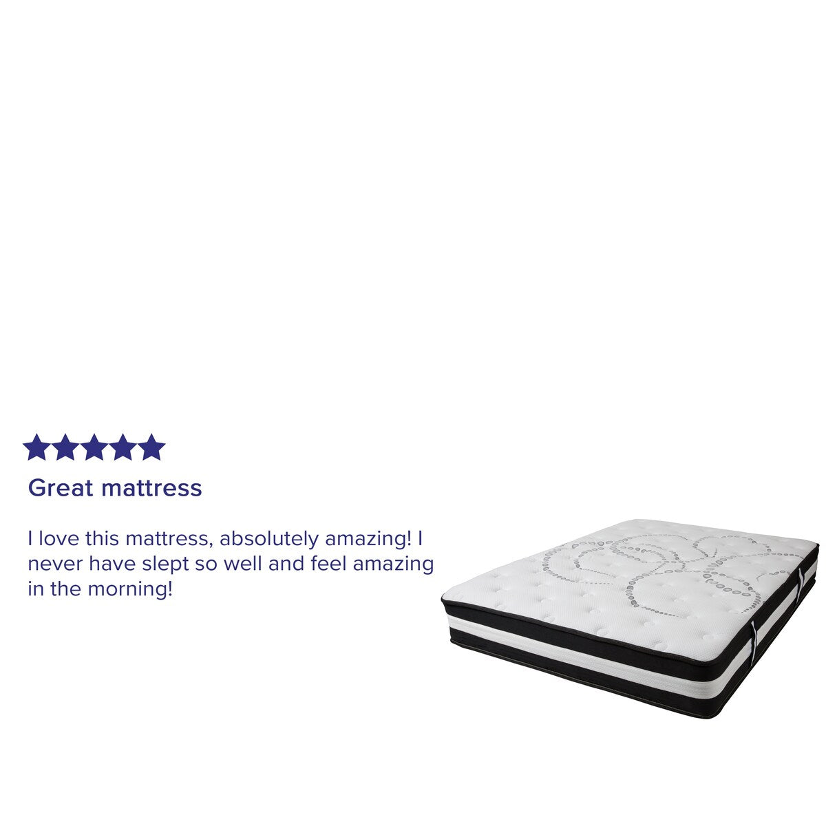 12 Foam and Pocket Spring Mattress, Mattress in a Box - Premium Mattress - White