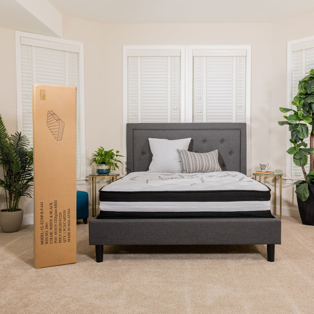12 Foam and Pocket Spring Mattress, Mattress in a Box - Premium Mattress - White