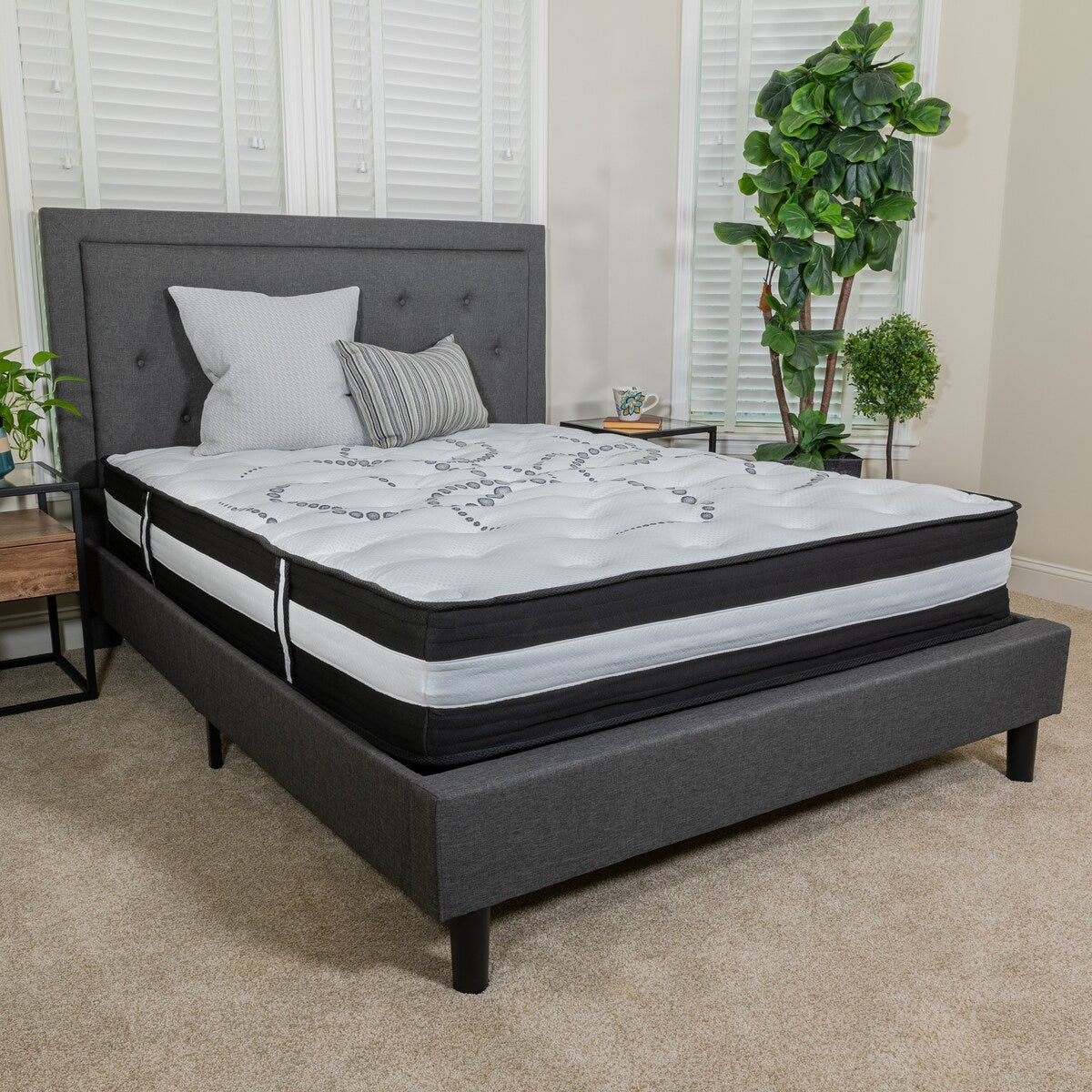 12 Foam and Pocket Spring Mattress, Mattress in a Box - Premium Mattress - White