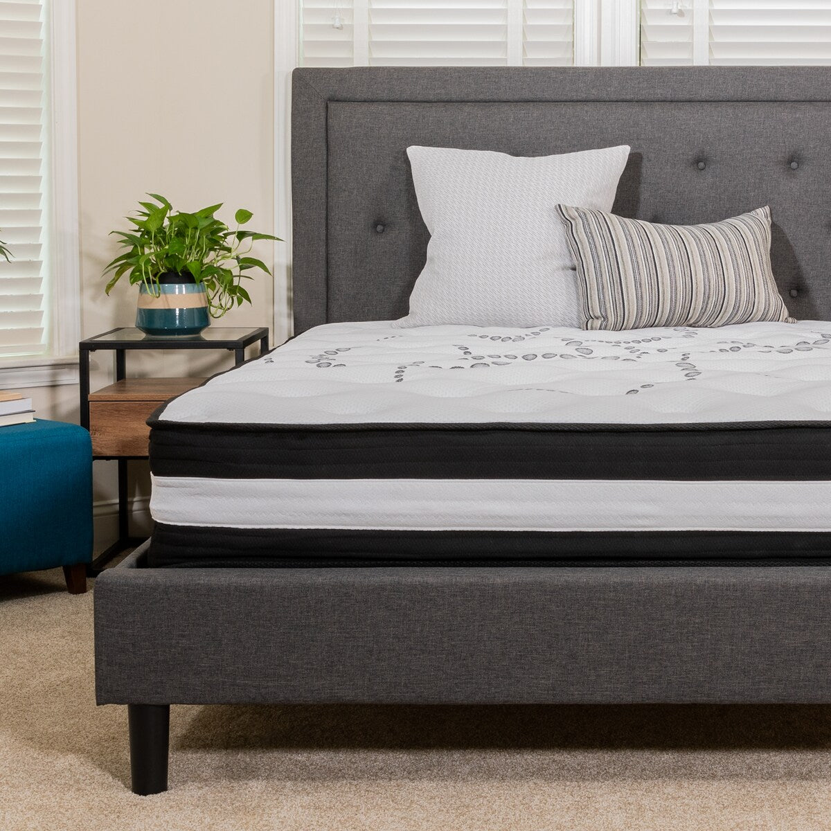 12 Foam and Pocket Spring Mattress, Mattress in a Box - Premium Mattress - White