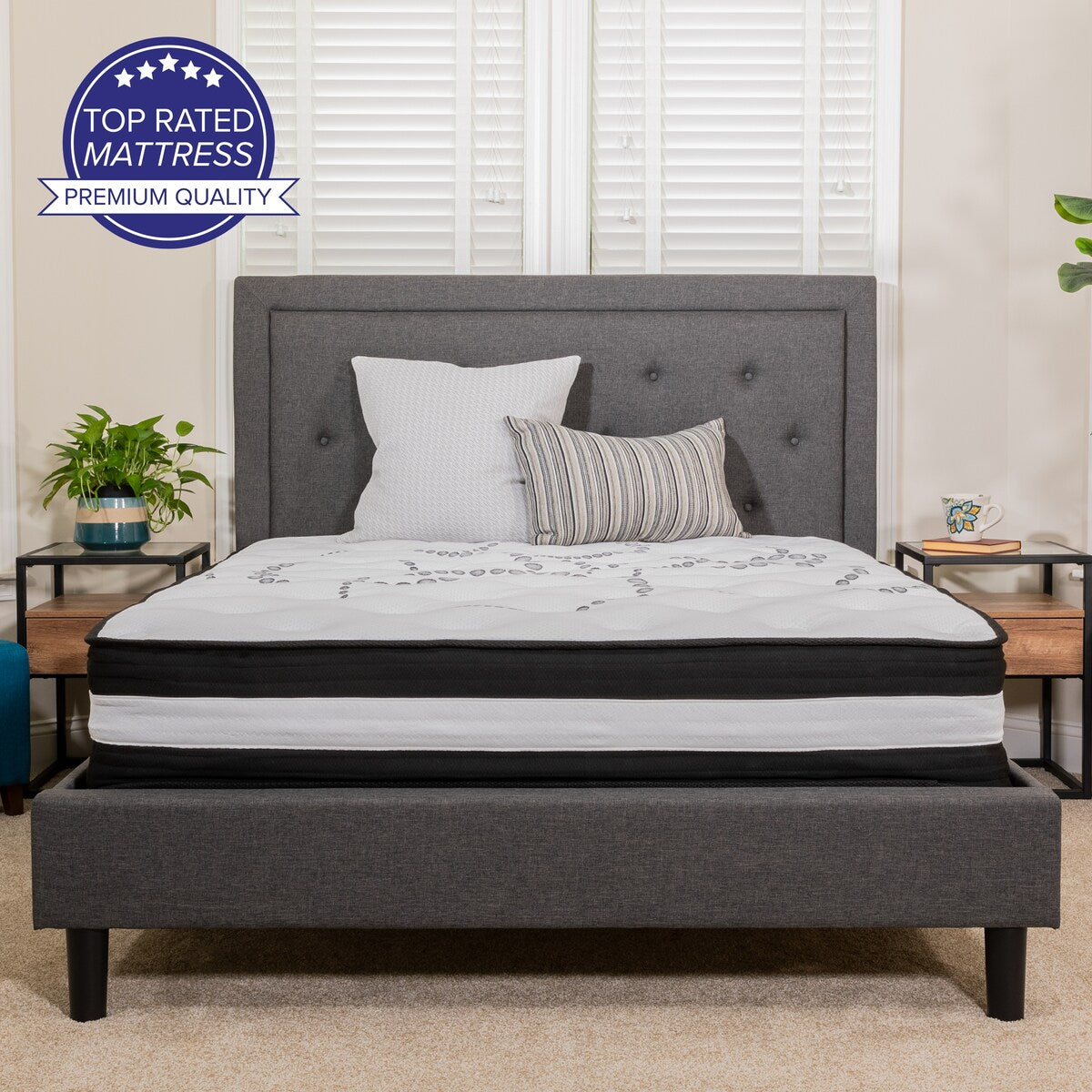 12 Foam and Pocket Spring Mattress, Mattress in a Box - Premium Mattress - White