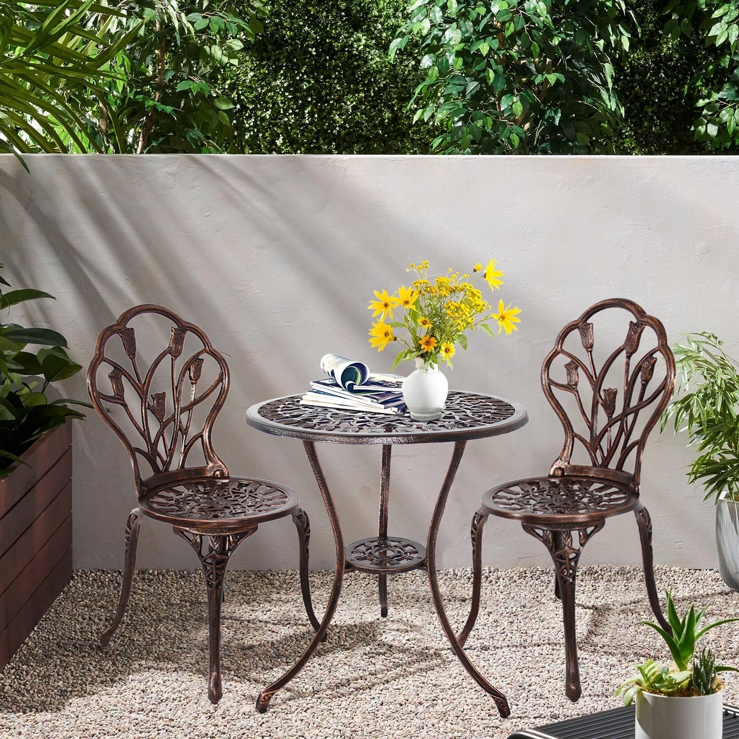 3-Piece Aluminum Outdoor Patio Tulip Sets With Table