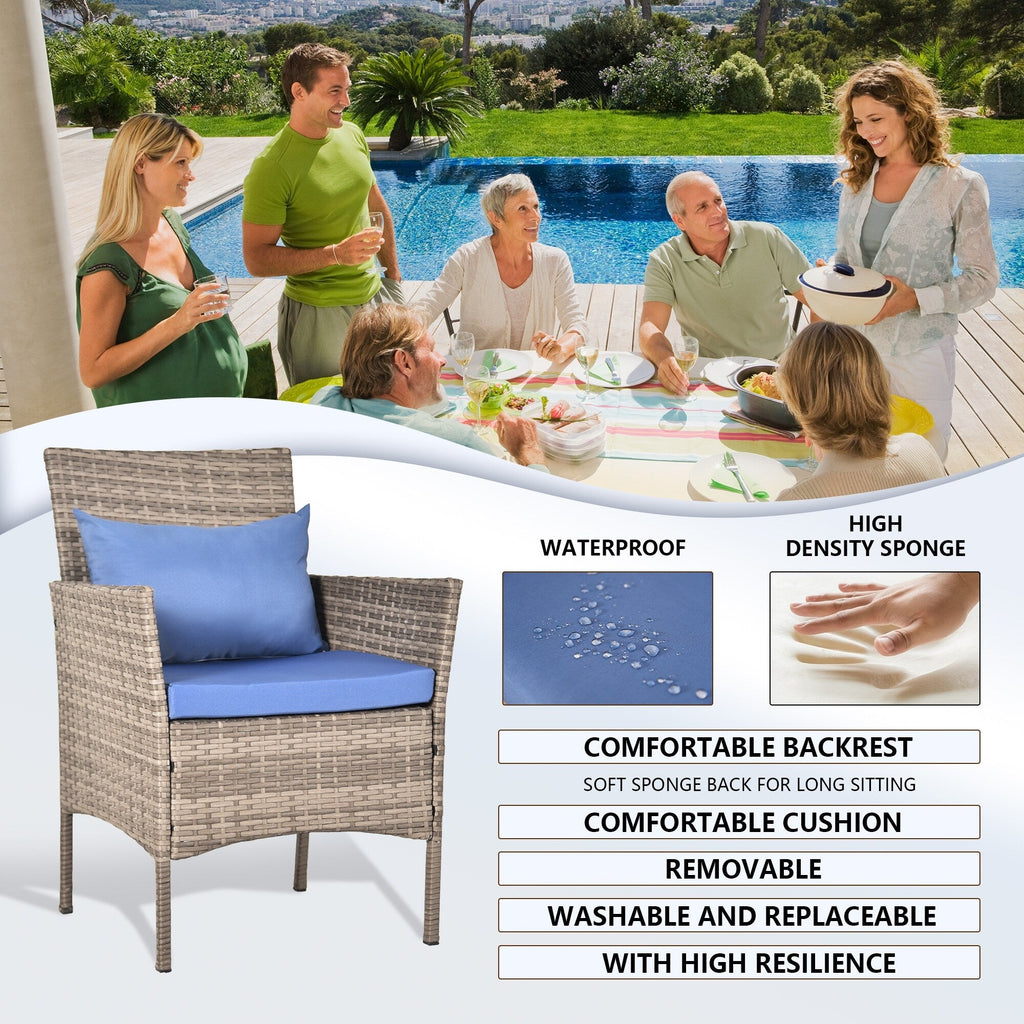 Ensemble de bistro de conversation de patio 3 pièces, meubles de conversation d'extérieur, chaises en osier et ensemble de table de rangement, ensemble de meubles de balcon de porche