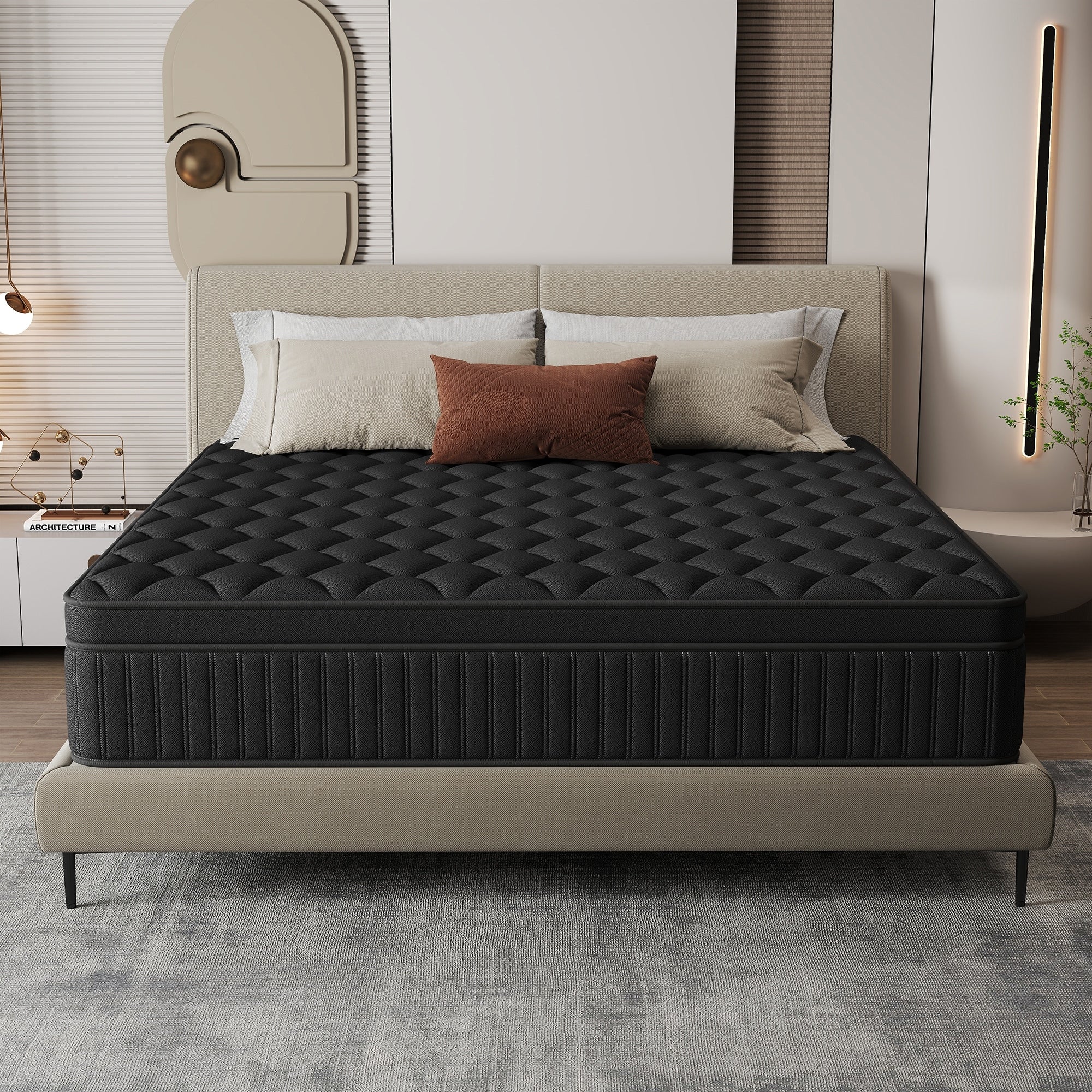 Matelas hybride à ressorts ensachés de taille moyenne, 12 pièces, dans une boîte