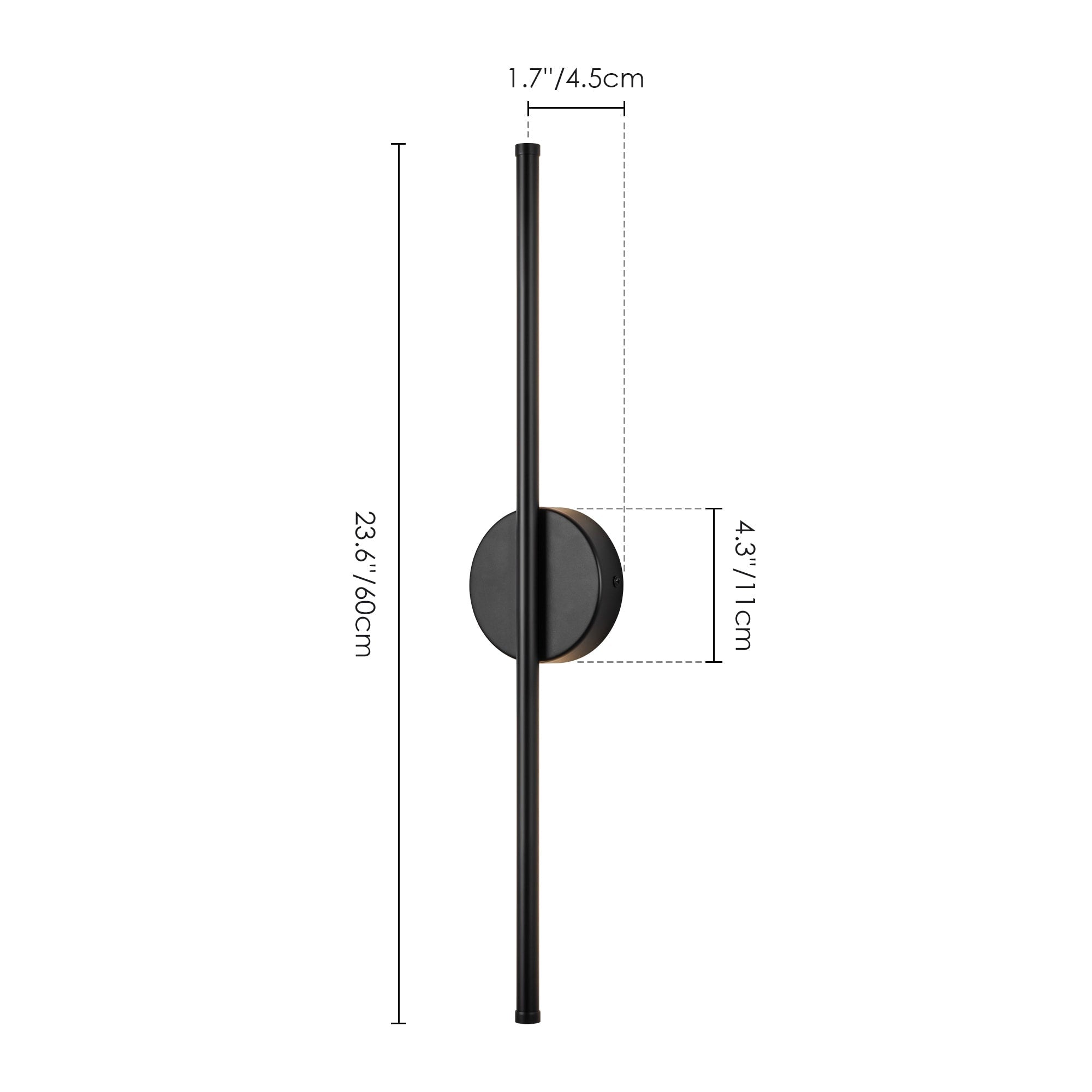 Applique murale de salle de bain à 1 lumière, linéaire et moderne, à intensité variable, à DEL intégrée, de 23,6 po