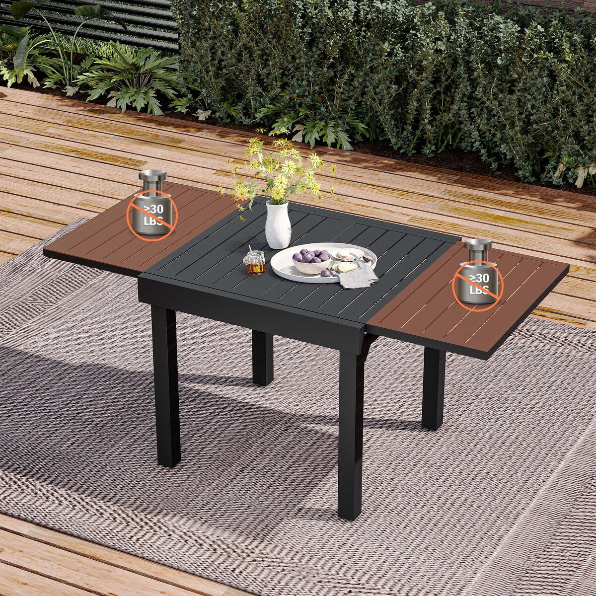 3/5/7 Pieces Patio Dining Set, Aluminum Expandable Table, Folding Padded Adjustable Chair