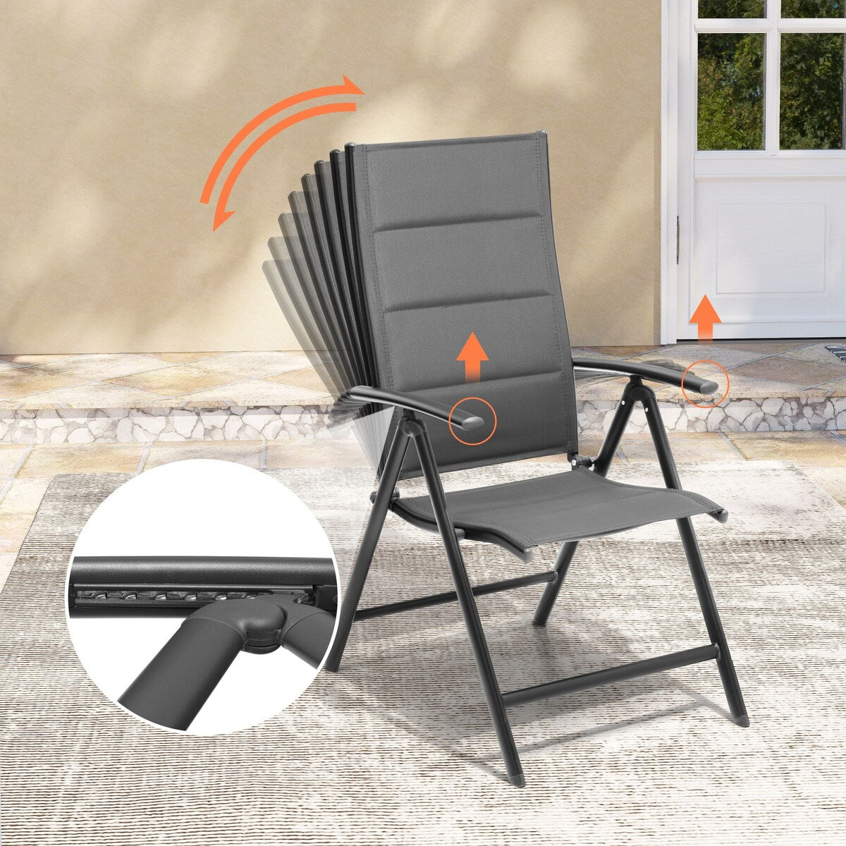 3/5/7 Pieces Patio Dining Set, Aluminum Expandable Table, Folding Padded Adjustable Chair