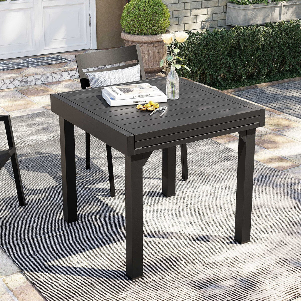 3/5/7 Pieces Patio Dining Set, Aluminum Expandable Table, Folding Padded Adjustable Chair