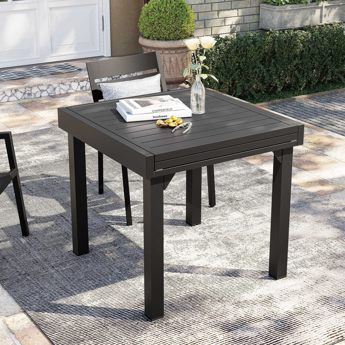 3/5/7 Pieces Patio Dining Set, Aluminum Expandable Table, Folding Padded Adjustable Chair