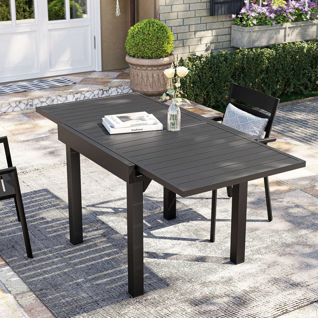 3/5/7 Pieces Patio Dining Set, Aluminum Expandable Table, Folding Padded Adjustable Chair