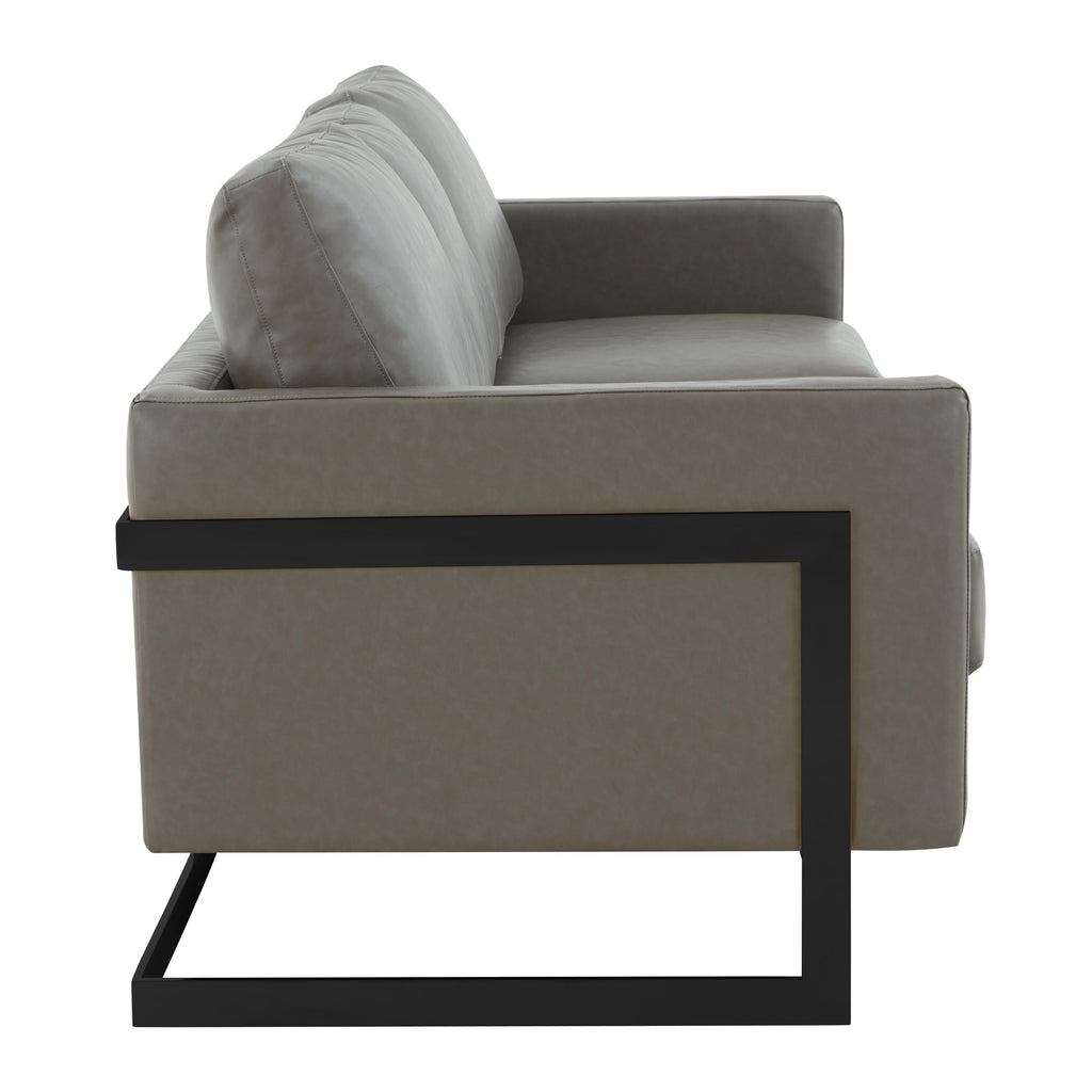 Canapé 3 places minimaliste en cuir rembourré avec coussins amovibles en acier inoxydable pour salon et chambre à coucher